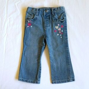 joe fresh heart embroidered medium wash denim jeans 18-24 months baby girl